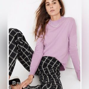 Madewell Purple Mock Neck Wool Blend Long Sleeve Sweater